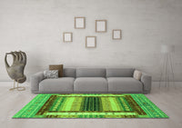 Machine Washable Abstract Green Modern Rug, wshabs4100grn