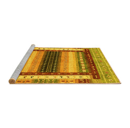 Sideview of Machine Washable Abstract Yellow Modern Rug, wshabs4100yw