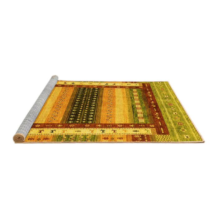 Sideview of Machine Washable Abstract Yellow Modern Rug, wshabs4100yw