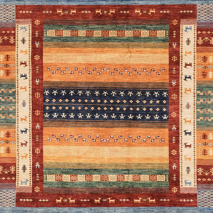 Machine Washable Abstract Brown Red Rug, wshabs4100