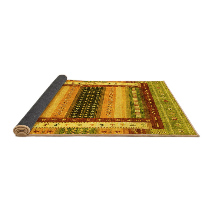 Sideview of Abstract Yellow Modern Rug, abs4100yw