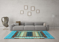 Machine Washable Abstract Light Blue Modern Rug, wshabs4100lblu