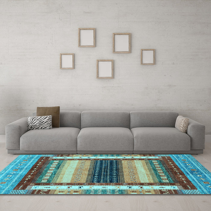 Machine Washable Abstract Light Blue Modern Rug in a Living Room, wshabs4100lblu