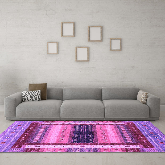 Machine Washable Abstract Purple Modern Area Rugs in a Living Room, wshabs4100pur