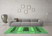 Machine Washable Abstract Emerald Green Modern Area Rugs in a Living Room,, wshabs4100emgrn