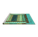 Sideview of Machine Washable Abstract Turquoise Modern Area Rugs, wshabs4100turq