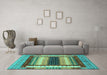 Machine Washable Abstract Turquoise Modern Area Rugs in a Living Room,, wshabs4100turq