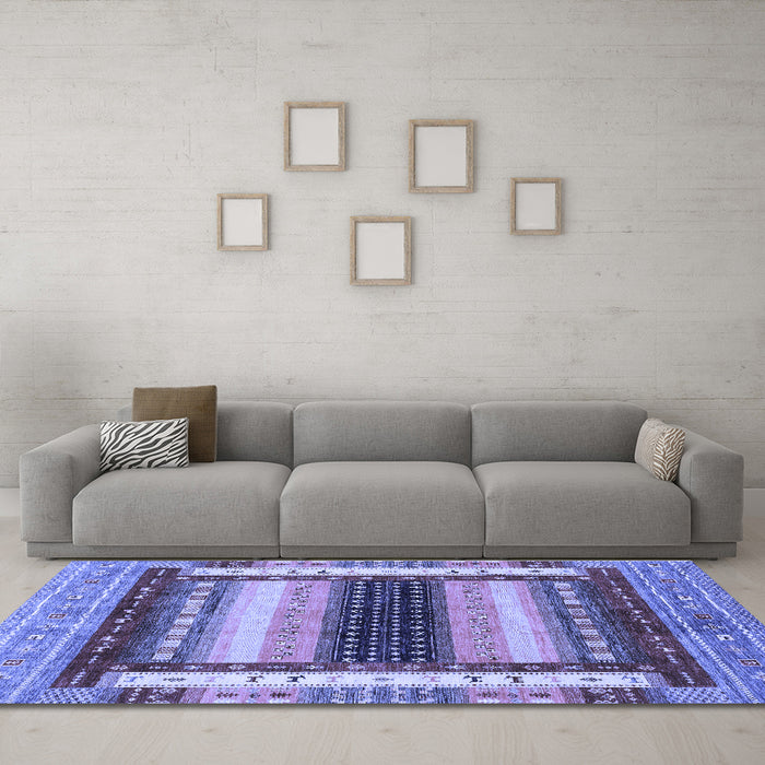Machine Washable Abstract Blue Modern Rug in a Living Room, wshabs4100blu