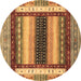 Round Machine Washable Abstract Brown Modern Rug, wshabs4100brn