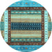 Round Abstract Light Blue Modern Rug, abs4100lblu