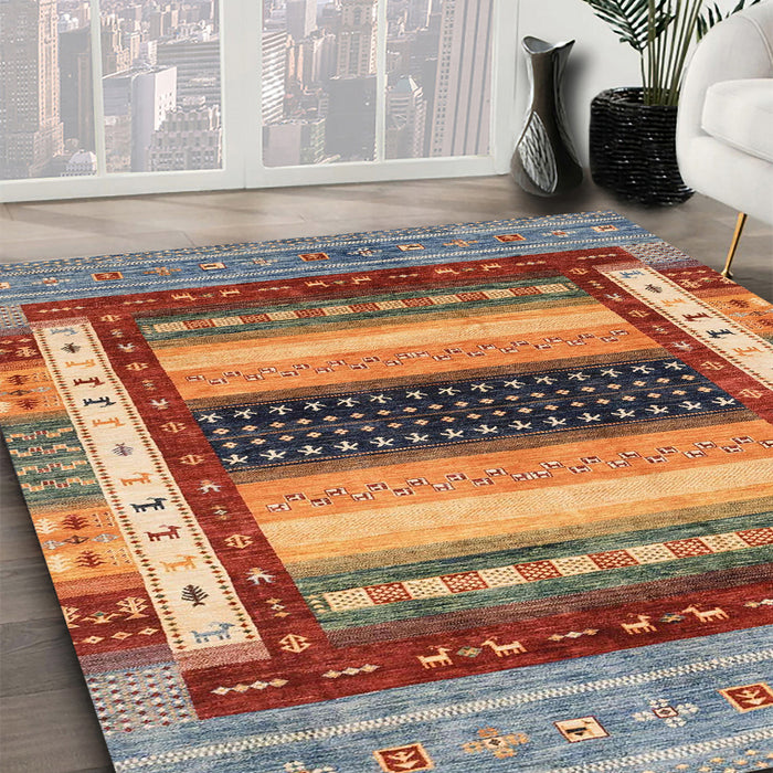 Machine Washable Abstract Brown Red Rug in a Family Room, wshabs4100