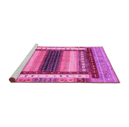 Sideview of Machine Washable Abstract Pink Modern Rug, wshabs4100pnk