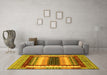 Machine Washable Abstract Yellow Modern Rug in a Living Room, wshabs4100yw