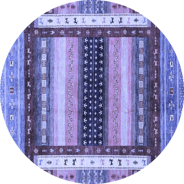 Round Machine Washable Abstract Blue Modern Rug, wshabs4100blu