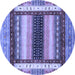 Round Machine Washable Abstract Blue Modern Rug, wshabs4100blu