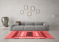 Machine Washable Abstract Red Modern Rug, wshabs4100red