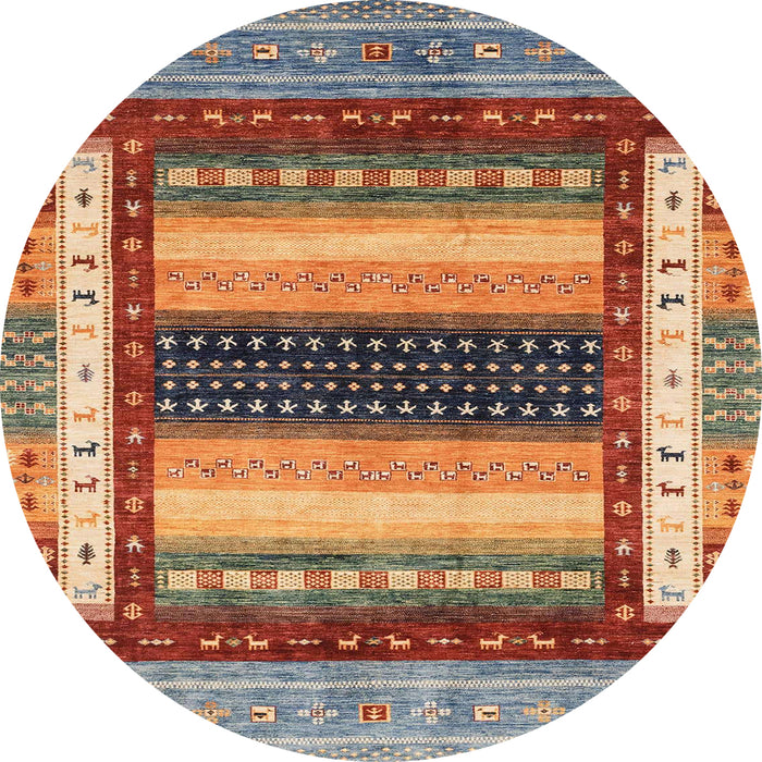 Round Machine Washable Abstract Brown Red Rug, wshabs4100