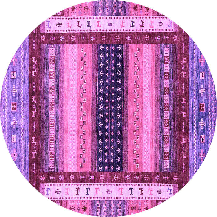 Round Machine Washable Abstract Purple Modern Area Rugs, wshabs4100pur