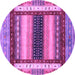 Round Machine Washable Abstract Purple Modern Area Rugs, wshabs4100pur