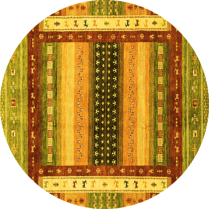 Round Abstract Yellow Modern Rug, abs4100yw