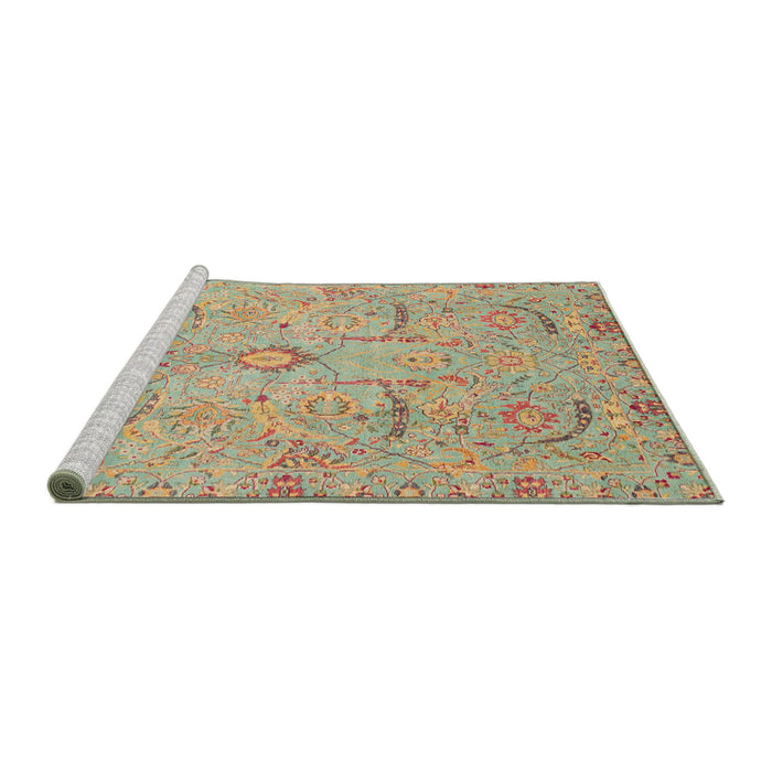 Sideview of Machine Washable Abstract Olive Green Rug, wshabs4101