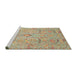 Sideview of Machine Washable Abstract Olive Green Rug, wshabs4101