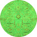 Round Oriental Green Traditional Rug, abs4101grn