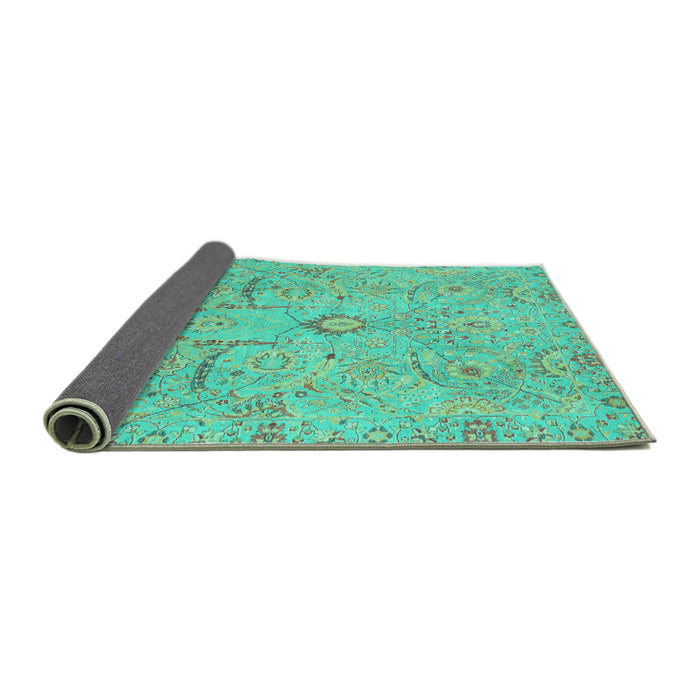 Sideview of Oriental Turquoise Traditional Rug, abs4101turq