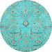 Round Oriental Light Blue Traditional Rug, abs4101lblu