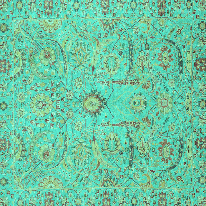 Square Machine Washable Oriental Turquoise Traditional Area Rugs, wshabs4101turq