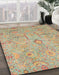 Machine Washable Abstract Olive Green Rug in a Family Room, wshabs4101