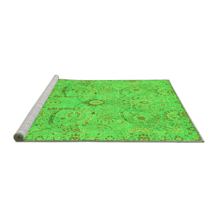 Sideview of Machine Washable Oriental Green Traditional Area Rugs, wshabs4101grn