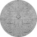 Round Machine Washable Oriental Gray Traditional Rug, wshabs4101gry