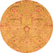 Round Machine Washable Oriental Orange Traditional Area Rugs, wshabs4101org