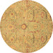 Round Oriental Brown Traditional Rug, abs4101brn