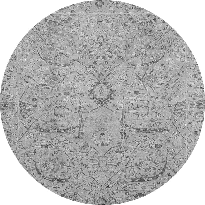 Round Oriental Gray Traditional Rug, abs4101gry