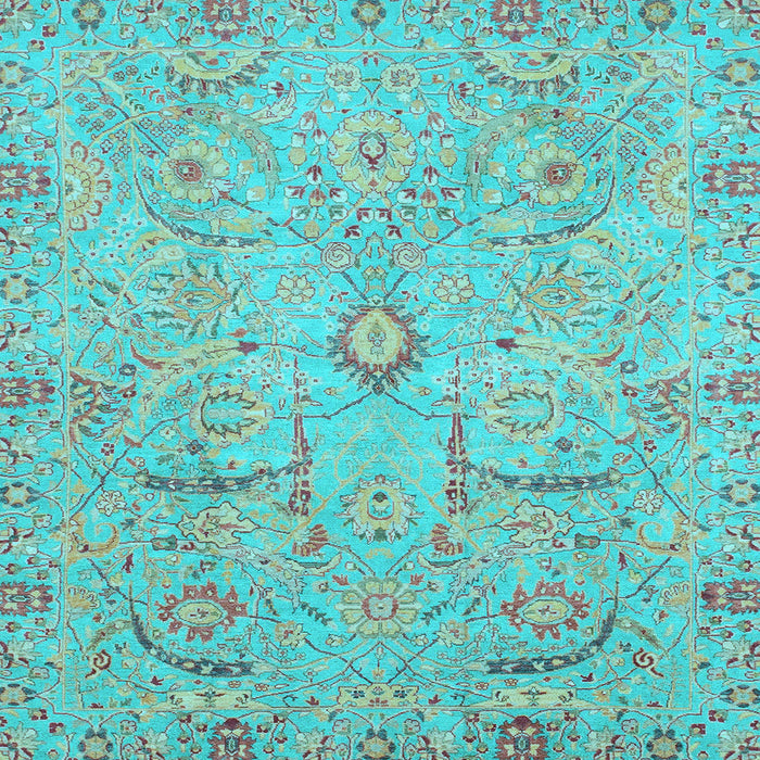 Square Machine Washable Oriental Light Blue Traditional Rug, wshabs4101lblu