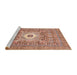 Sideview of Machine Washable Abstract Light Salmon Rose Pink Rug, wshabs4102