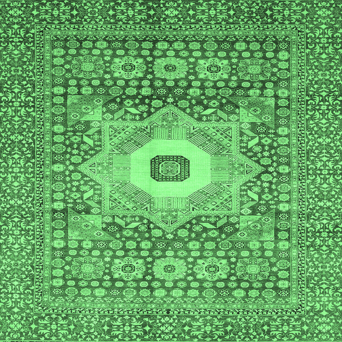 Square Abstract Emerald Green Modern Rug, abs4102emgrn