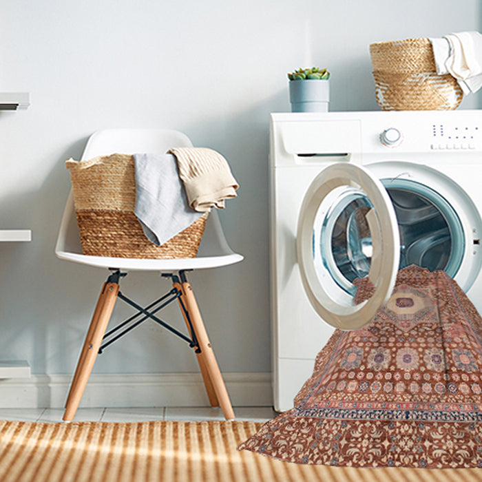 Machine Washable Abstract Light Salmon Rose Pink Rug in a Washing Machine, wshabs4102