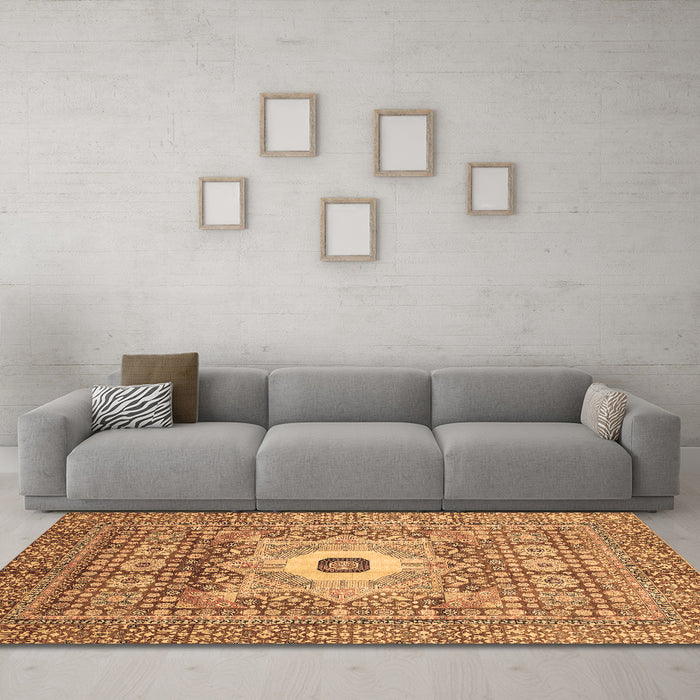 Machine Washable Abstract Brown Modern Rug in a Living Room,, wshabs4102brn