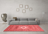 Machine Washable Abstract Red Modern Rug, wshabs4102red