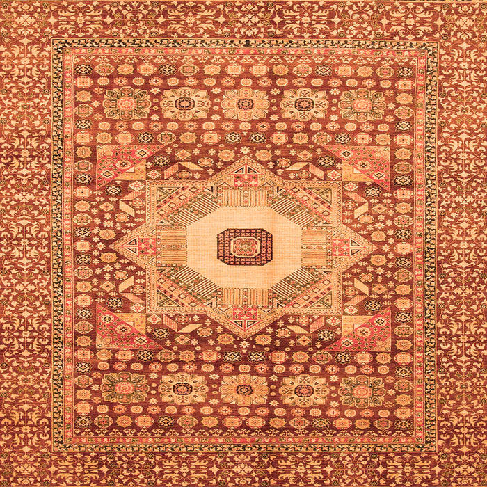 Square Machine Washable Abstract Orange Modern Area Rugs, wshabs4102org