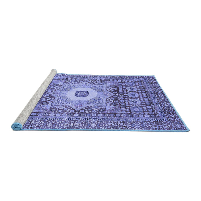 Sideview of Machine Washable Abstract Blue Modern Rug, wshabs4102blu