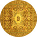 Round Abstract Yellow Modern Rug, abs4102yw