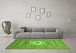 Machine Washable Abstract Green Modern Area Rugs in a Living Room,, wshabs4102grn