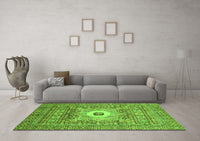 Machine Washable Abstract Green Modern Rug, wshabs4102grn