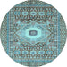 Round Abstract Light Blue Modern Rug, abs4102lblu