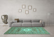 Machine Washable Abstract Turquoise Modern Area Rugs in a Living Room,, wshabs4102turq