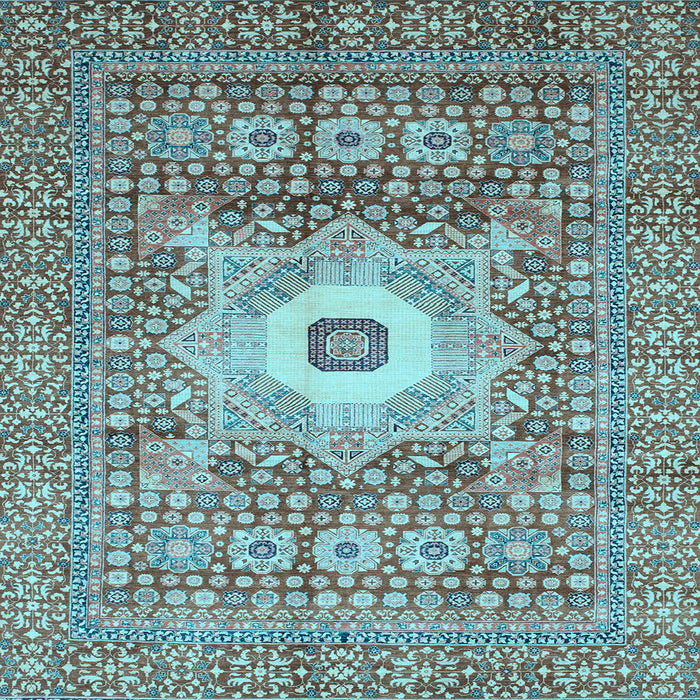 Square Abstract Light Blue Modern Rug, abs4102lblu